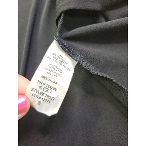 IC Connie K Women's S Black Tunic Silver Faux Clips 3/4 Sleeves Mesh Lagenlook - Picture 7 of 11